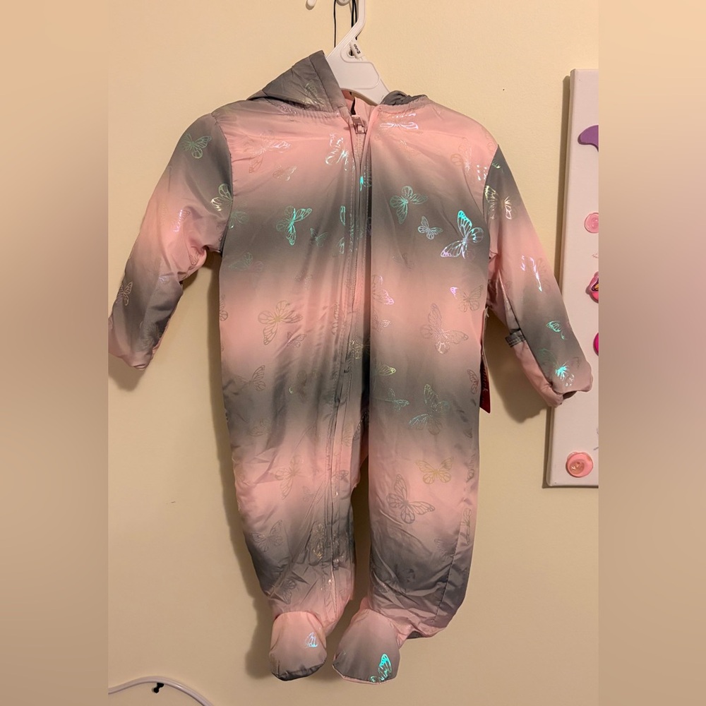 Penelope Mack Pink and Gray Butterfly baby girl Bunting